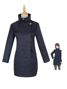 Anime Jujutsu Kaisen Maki Cosplay Dress, Halloween Costume, High School Uniform Skirt, Slim-Fitting Solid Pattern, All Seasons