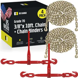 5/16" Grade 70 Chain - 10' Chain and Ratchet Binder kit: 4 Pack