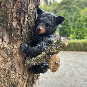 New Art Deco Resin Bear Outdoor Statue, 9.45-Inch Cute Decorative Tree Bear for Garden, Patio, and Yard Decoration, Landscape Theme Easter Occasion - Other Installation Types Mounte