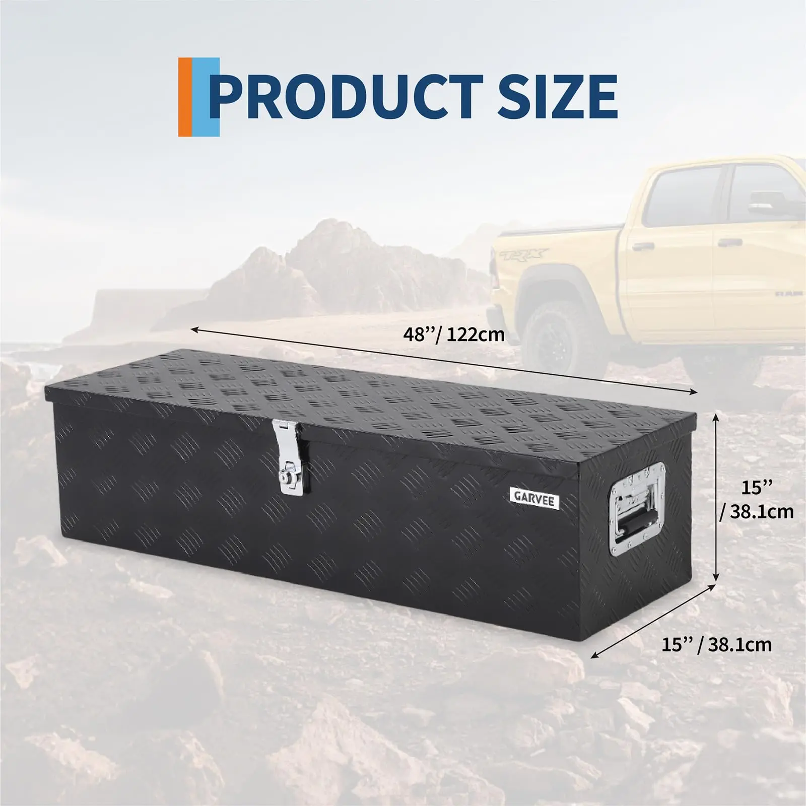 30/39/48-Inch Aluminum Truck Bed Tool Box - Heavy Duty Diamond Plate Storage Chest for Pickups, RVs & Trailers with Lock & Side Handles