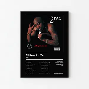 Tupac All Eyez On Me Poster, TuPac Hoodie, 2Pac Vintage Hip Hop Graphic Poster, Home Decor