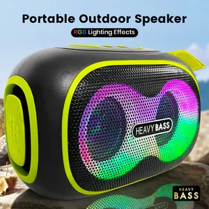 Premium Wireless Speaker with Metal Handle, TWS Dual Interconnection 3D Stereo Soundbox, Portable Bluetooth Subwoofer Home Audio System, Creative Tech Gift for Adults Friends