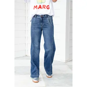 Judy Blue High Rise Medium Wash Trouser Wide Leg Jeans