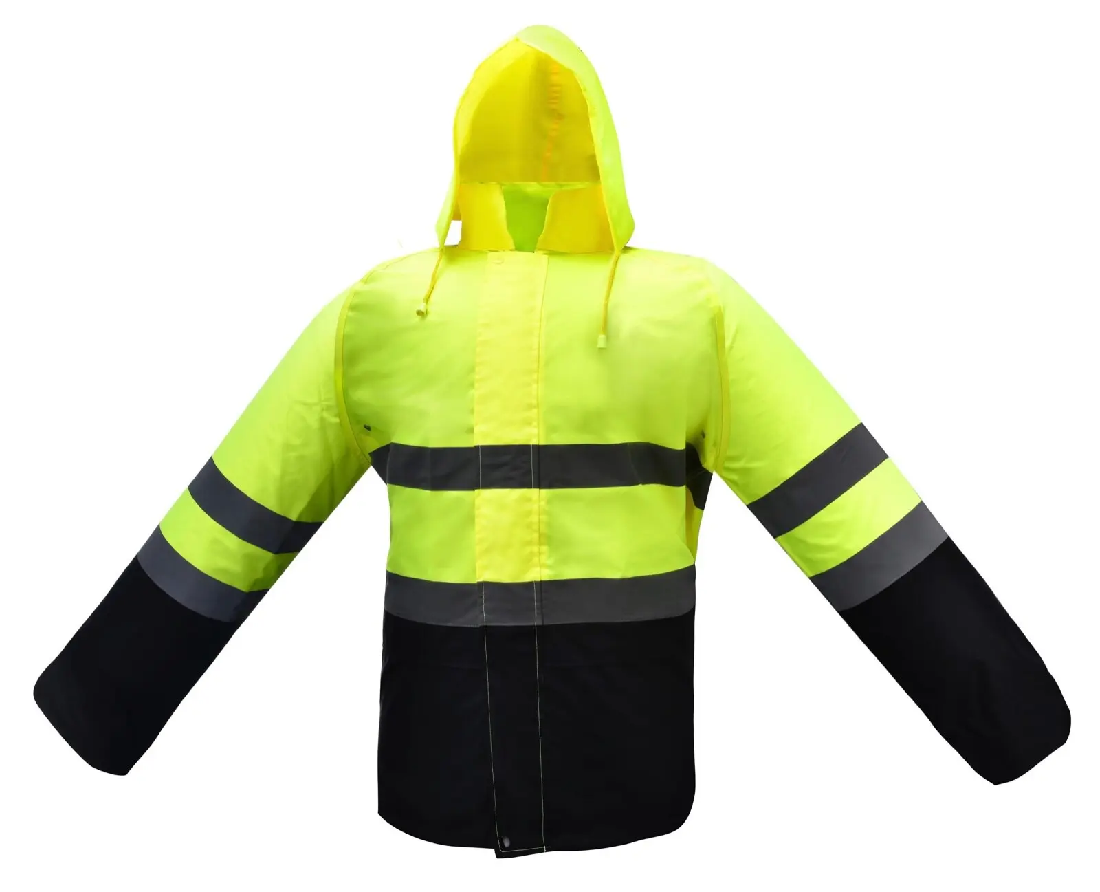 Yellow Safety Rain-suit, Rain Jacket With Hoodie and Rain Pants Yellow Safety Rain-suit, Rain Jacket With Hoodie and Rain Pants