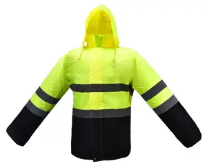 Yellow Safety Rain-suit, Rain Jacket With Hoodie and Rain Pants