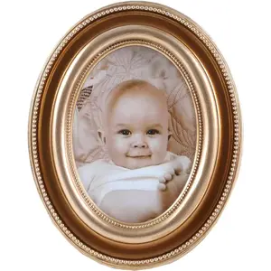 2.5x3.5 Oval Picture Frame Mini  Picture Frames Wall Mount and Tabletop Display Small Brass  Wall Decor Bronze