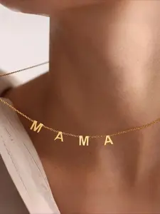 European And American Cross-Border New Products: Mama Stainless Steel Initial Letter Necklace, a Gift for Mother'S Day, Women'S Jewelry with English Letter Design.