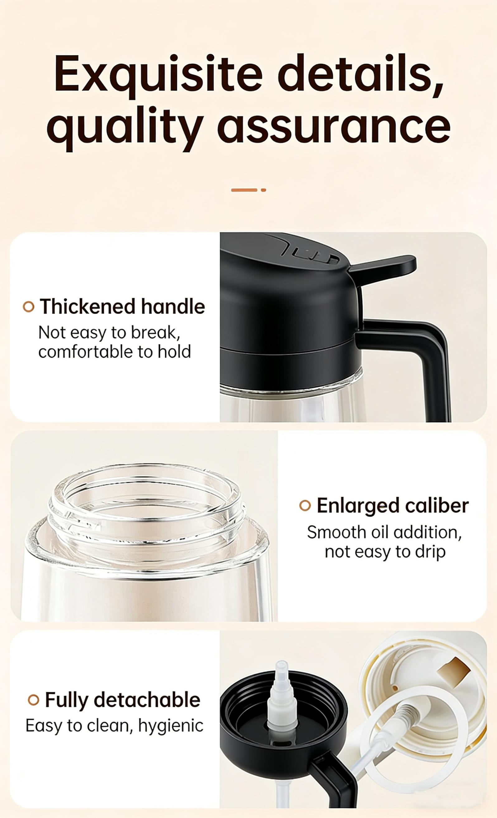 Dual-use Oil Spray Bottle for Kitchen, 2-in-1 Pour & Spray Glass Oil Dispenser with Anti-leak Design, Heavy-duty Glass Oil Sprayer for Air Fryer, BBQ, Salad & Cooking, Household Kitchen Gadget with Precise Atomization & Easy to Clean