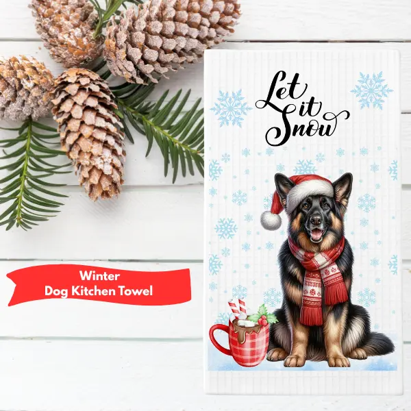 Winter Dog Kitchen Towel Choose Your Breed Pet Lover Kitchen Decor 16x24 Inches Waffle Weave Microfiber Highly Absorbent Quick Drying Machine Washable Fall Decor