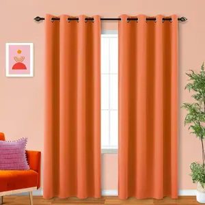 KOUFALL Orange Fall Curtains for Living Room,Halloween Curtain 84 Inch Length 2 Panels Set Blackout Bright Light Orange Color Funky Curtains for Bedroom Cortinas para Sala De Otoño