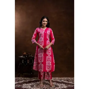 Red Mugali Printed Women Co Set