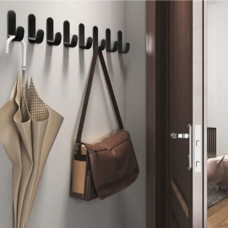6pcs Strong Adhesive Hooks, No Drilling Required, Easy Installation, Wall Mounted Hook Set, Wall Hanger Hook for Keys Clothes Towels Organization Home Organizer Hook