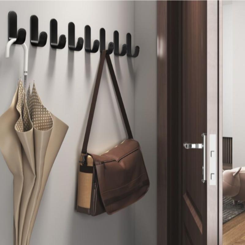 6pcs Strong Adhesive Hooks, No Drilling Required, Easy Installation, Wall Mounted Hook Set for Keys Clothes Towels Organization Home Organizer Hook