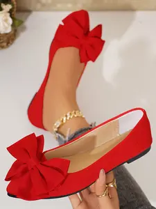 Bowknot Low-Top Flat Shoes, Elegant Bow Design, Comfortable All-Day Wear, Perfect for Casual, Women's Fashion Footwear, Flats Shoes