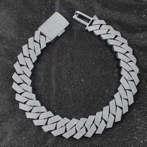 Big Size 30mm Hip Hop Jewelry Iced Out Miami Prong Cuban Chain Rapper Inlay 7 Rows CZ Cuban Link Chain Necklace For Men