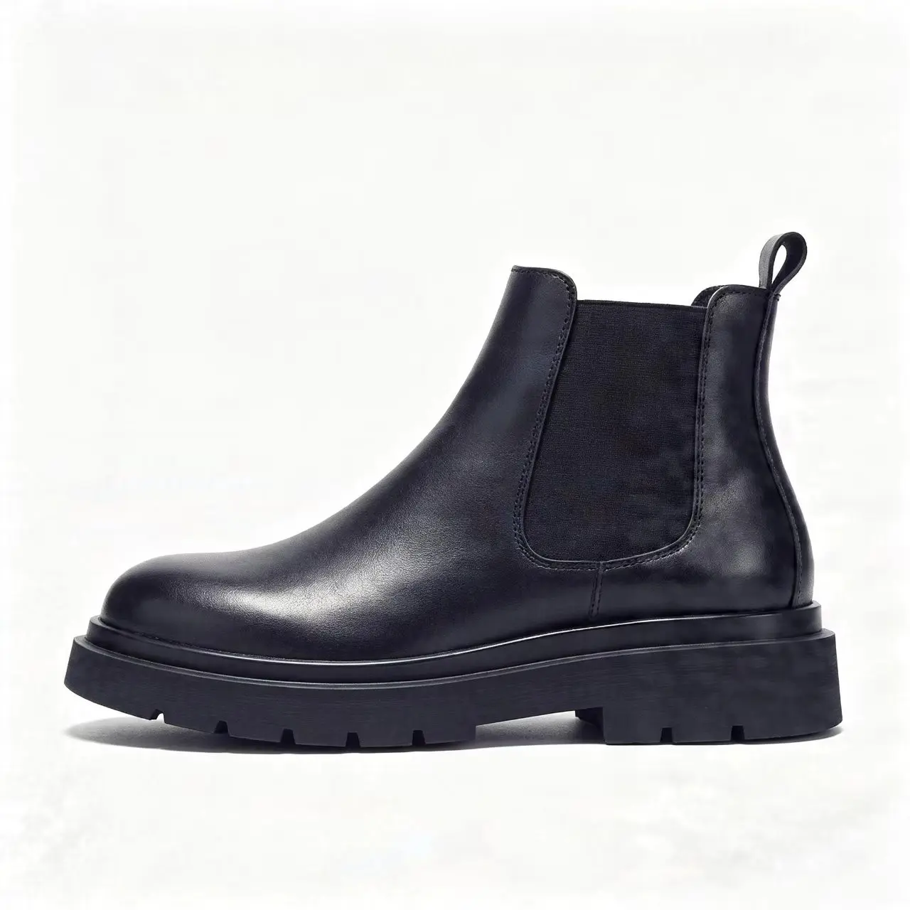 Chelsea men's boots, low-cut Derby shoes, slip-on thick-soled height-increasing boots, casual spring black short boots, Martin boots
