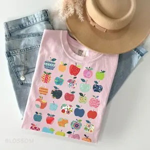 Comfort Colors Teacher Apples Shirt, Teacher Appreciation Shirt, Retro Apples Teacher Shrit, Back To School Shirt, Funny Gift For Teacher, Graphic Tee
