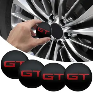 4Pcs 56mm Car Styling GT Emblem Wheel Hub Center Caps Stickers Badge For Ford Mustang Benz KIA Toyota Peugeot Etc Accessories Car Decals