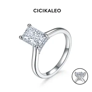 CICIKALEO 2CT Radiant Cut Moissanite Hidden Halo Ring for Women High Setting D VVS1 18K Gold Plated Lab-Created Hypoallergenic Wedding Engagement Anniversary Gift Fine Formerly CICI GEMS