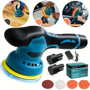 Wireless 6-in Car Buffer Polisher, Portable 5500RPM Orbital Polisher with 2 Dual Batteries, 8 Variable Speeds for Waxing & Deep Scratch Removal, Car Tools