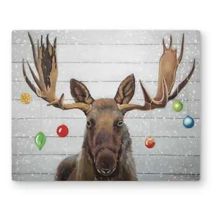 212 MAIN Lightweight Colorful Aluminium Moose with Christmas Ornaments Metal Wall Art - 16x20 in. Print, Home Decoration, Holiday Living Room Gift