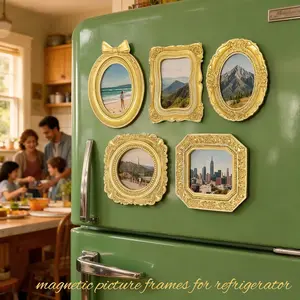 5 piece Mini Gold Picture Frames Antique Small Resin Jewelry Display Table Frame Magnetic Picture Frames for Home Hotel Christmas Decor