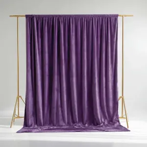 Purple Crushed Velvet Backdrop Curtain – 5ft x 10ft Event Drape with Rod Pocket, Privacy Panel for Photo Booths & Events