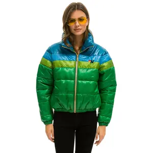 COLOR BLOCK LUXE APRES PUFFER JACKET - AMAZON GLOSSY