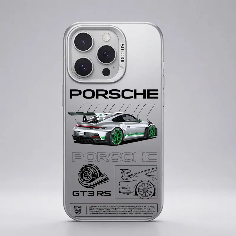 Porsche 911 RS pattern Aesthetic Pattern IMD Casing For iphone 17 16 15 14 13 12 11 X XS PRO MAX SAMSUNG GALAXY S21 S22 S23 S24 S25 S26 FE ULTRA PLUS Gradient Hard TPU PET PC Black Silver Gift Shockproof Luxury Protector Phone Cases Cover, Smartphone, Han