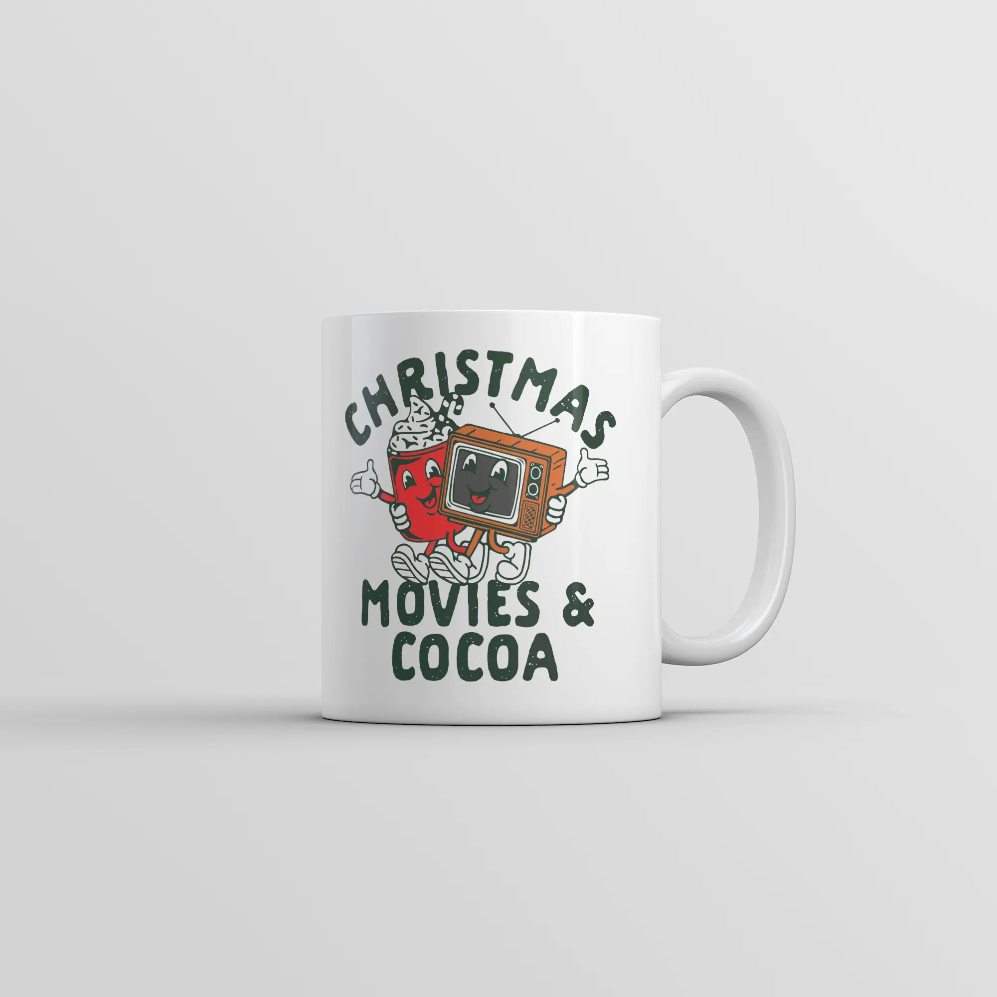 Christmas Movies and Cocoa Mug Funny Sarcastic Xmas Graphic Novelty Cup - 11oz Funny Coffee Mugs Ceramic Printed Drinkware Cup