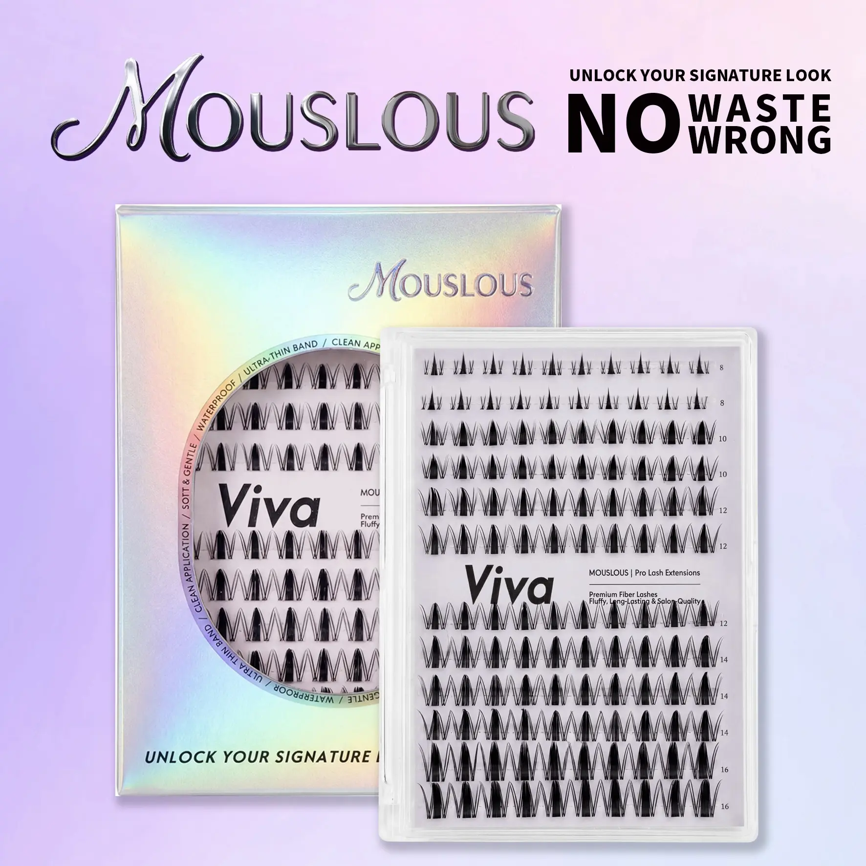 Viva | MOUSLOUS MangaMagic Collection Upgrade U Lashes with Ultra-Dense, Waterproof, Long-Lasting Lashes with Glue Remover & Tweezer | Beginners Friendly | Fashion Wet Look |   DIY Lashes for a Flawless, Voluminous Look | Natural & Must-Have Clusters