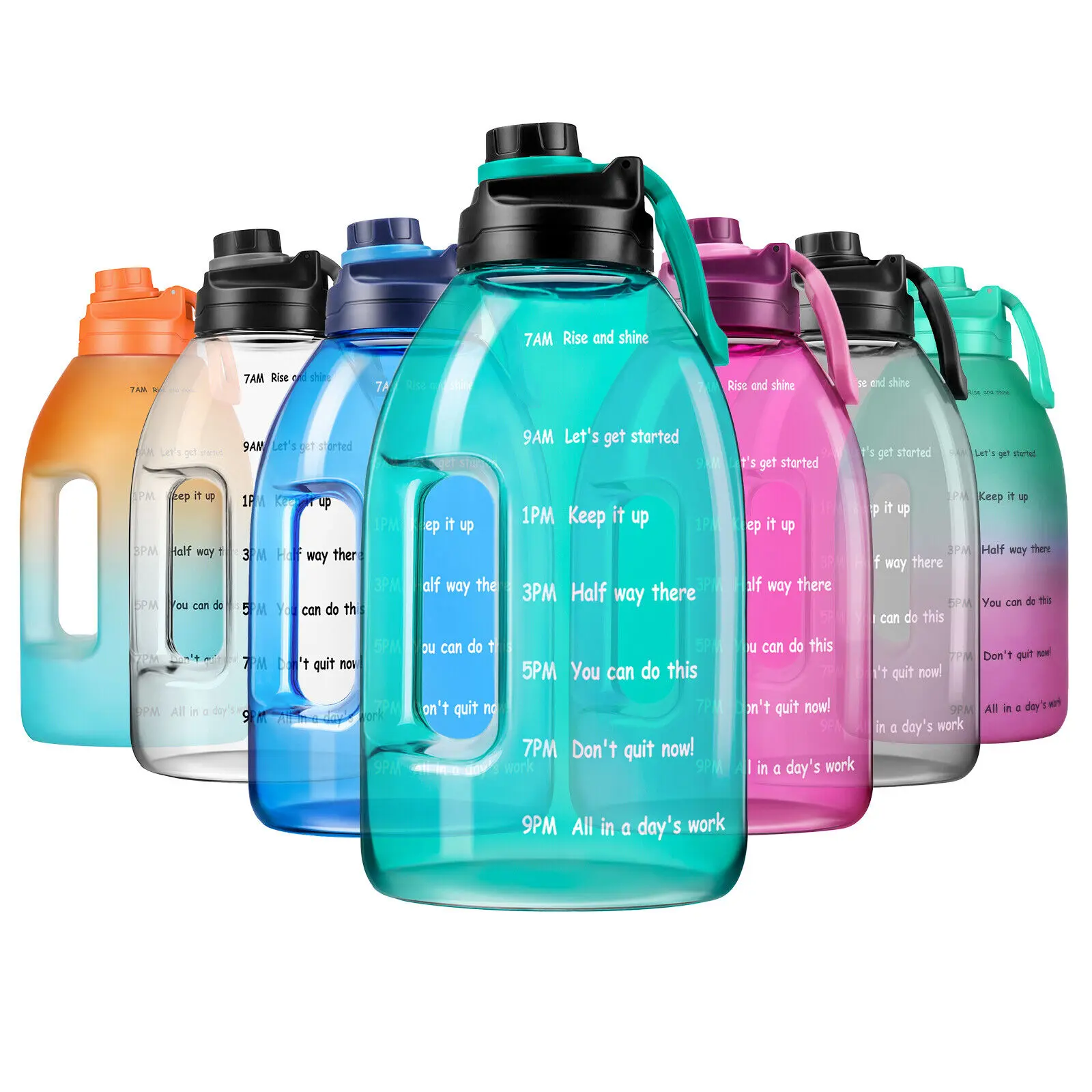 One 1 Gallon water bottle with time marker- Gym water Bottle- Big water bottle