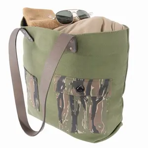 Rothco Camo Canvas Tote Bag - Ample Storage with 2 Exterior Pockets & 23L Capacity for Camping Fishing Beach Shopping & More