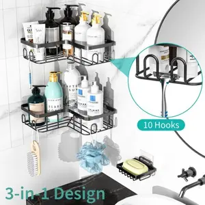 Corner Shower Rack, 3 Counts/set Bathroom Storage Rack with Soap Holder, Rustproof Storage Basket for Bathroom, Bathroom Accessories, Shampoo Organizer