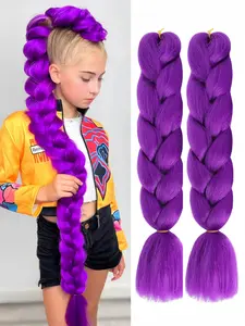 2pc Braided Wigs Set, Braided Design, K-Pop Style Yaki Texture, Synthetic Hook Twist Extensions, Halloween Costume, Role Play, Witch Theme, Synthetic Material