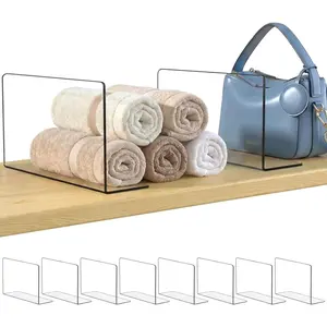 Shelf Dividers for Closet Organization: 6" Tall x 10" Deep, Deeper Adhesive Separators Features  Material and Provides Storage for Babywear and Purses in Bedroom Cabinets(8-Pack)
