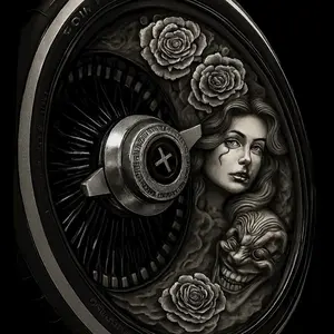 Homie Hookups Knock Off Wire Wheel Design T-Shirt for Men - Shaka Heavyweight Casual Streetwear Top Ready to Style