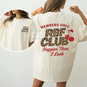RBF Club Leopard Cherry T-Shirt – Retro Coquette Aesthetic Tee, Sarcastic Resting Bitch Face Shirt, Trendy Leopard Print Bow Graphic Top