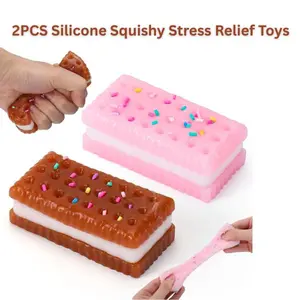 2PCS Silicone Squishy Stress Relief Toys – Ultra Soft Cookie Sticky Taba Fidget Toys for Adults | Fun Decompression Squeeze Toys for Anxiety, Relaxation & Sensory Play
