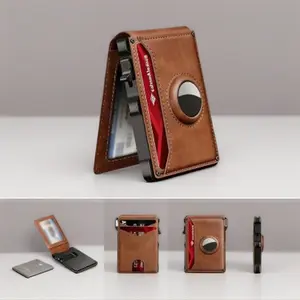 Minimalist Slim Men's Wallet | RFID Blocking Pop-Up Card Case with Money Clip, ID Window & AirTag Holder | Perfect Gift (AirTag Not Included)