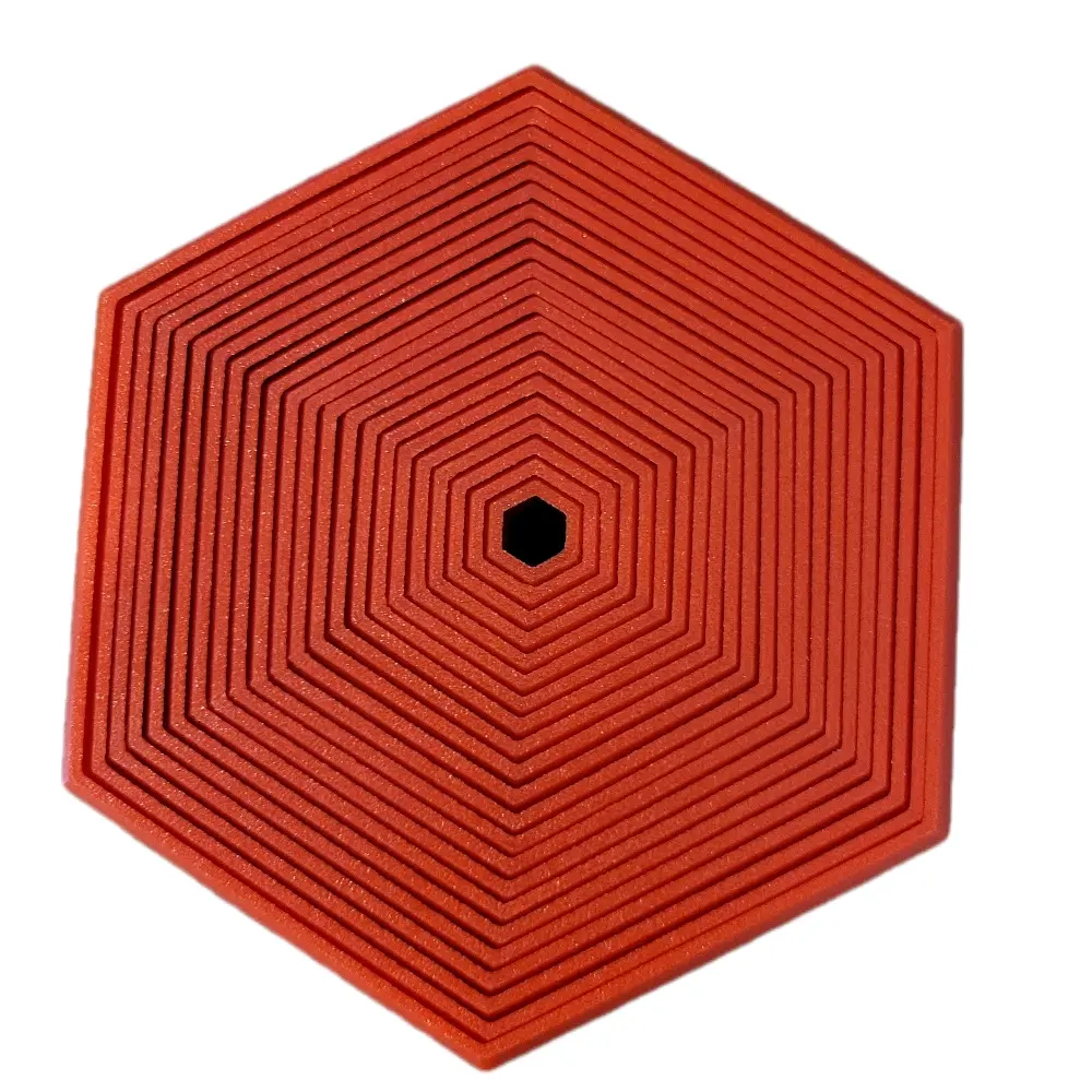 Hexagon Fidget Toy - Red Geometric Design with Circular Center, Ideal for Stress Relief and Mindfulness Activities