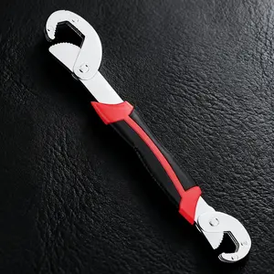 Heavy-Duty Chrome Vanadium Steel Double Head Adjustable Wrench with Non-Slip Rubber Handle & High Torque - Ideal for Plumbing, Automotive Repair, Home DIY - Ensures Precision Grip, Easy Jaw Adjustment, Durable for Tightening/Loosening Bolts/Nuts