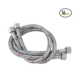 Faucet Supply Lines 3/8" to 3/8" Female Compression Thread 1 Pair, 16“ Faucet Hose Connects Kitchen Bathroom Sink to Water Supply