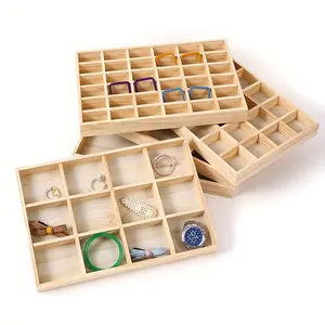 1pc Solid Wood Tray, Ideal for Home/store/vendor Storage, Jewelry/sunglasses/cosmetics/handicrafts/hair Accessories, Natural Wood Color