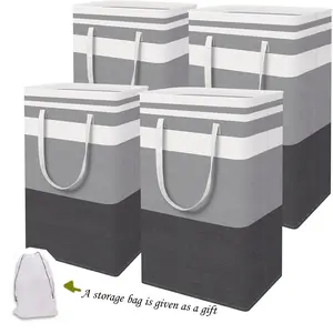 Large laundry basket storage bag waterproof independent foldable high foot straps with extended handles 4 pack