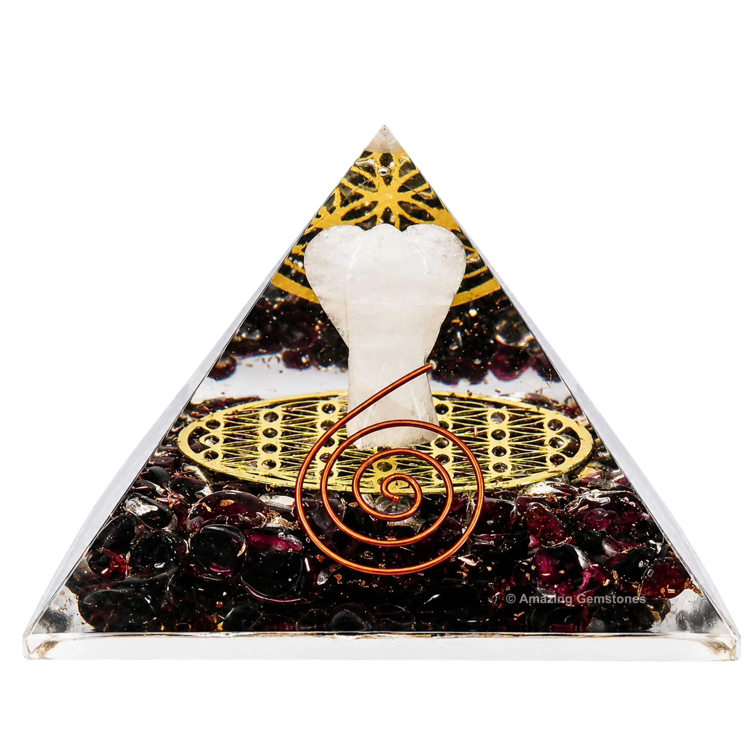 Glow-in-Dark Crystal Orgonite Pyramid, Angel-Themed Religious Decor, Home Supplies Accent for Positive Energy Healing