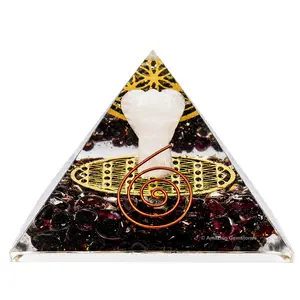 Glow-in-Dark Crystal Orgonite Pyramid, Angel-Themed Religious Decor, Home Supplies Accent for Positive Energy Healing