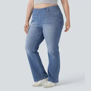 Halara Plus Size Halara Flex High Waisted Washed Casual Bootcut Jeans with Pockets