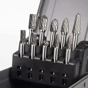 High-Performance Tungsten Carbide Burr Set, Double-Cutting Rotary File Bits for Metal Cutting & Engraving, Durable 1/4 Shank Design
