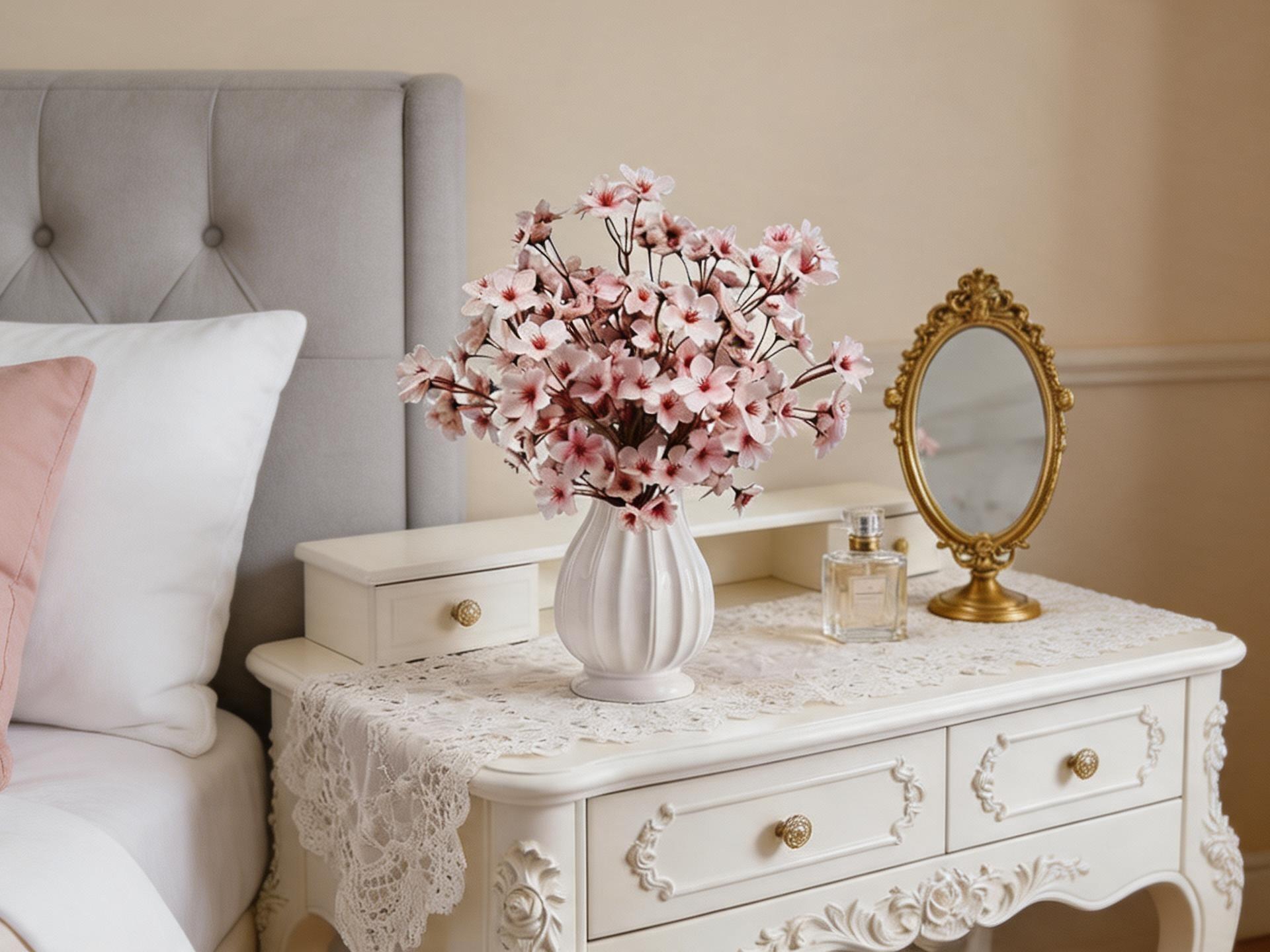 6-piece artificial cherry blossom branches, pink silk flower stems. Perfect for wedding, home and spring table decorative arrangements.